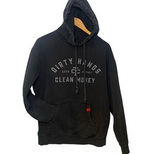 Troll Co. Dirty Hands Clean‎ Money Hoodie Black Graphic Workwear Pullover Size L